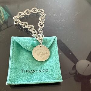Tiffany & Co. Silver Bracelet with Teal Pouch